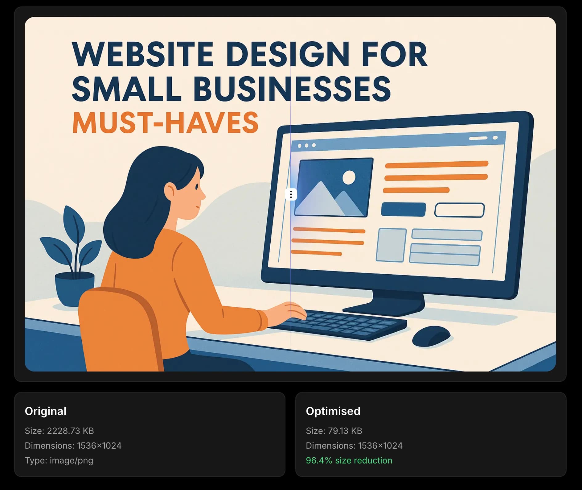 Image Optimisation Example: 2.2MB → 79KB